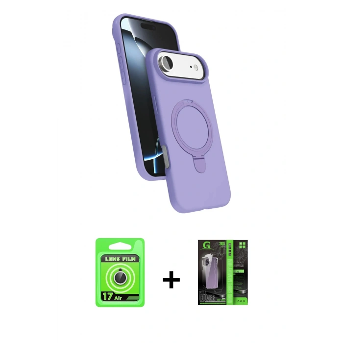 MARSİLYAN™- iPhone 17 Air Kılıf İz Işık Koleksiyonu - Siyah 360 Mat Full Body Arka Koruyucu + Raze Metal Kamera Lens - GS