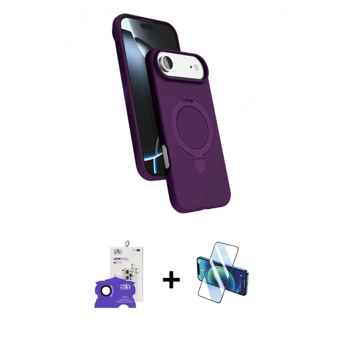 MARSİLYAN™- iPhone 17 Air Kılıf İz Işık Koleksiyonu - Siyah 3D Antistatik Seramik Nano Ekran Koruyucu + Bilvis Titan Kamera Lens - LT