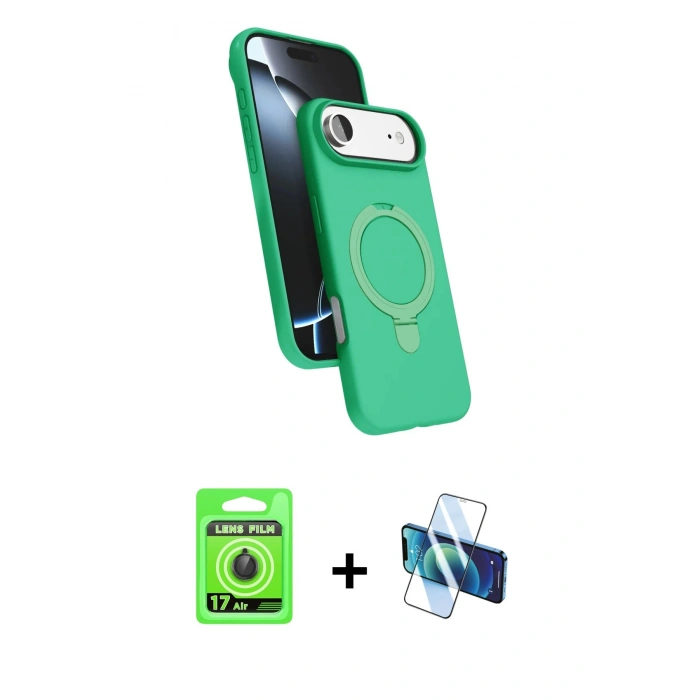 MARSİLYAN™- iPhone 17 Air Kılıf İz Işık Koleksiyonu - Siyah 3D Antistatik Seramik Nano Ekran Koruyucu + Raze Metal Kamera Lens - SH