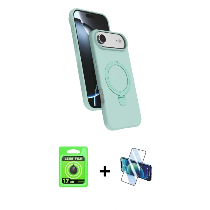 MARSİLYAN™- iPhone 17 Air Kılıf İz Işık Koleksiyonu - Siyah 3D Antistatik Seramik Nano Ekran Koruyucu + Raze Metal Kamera Lens - SH