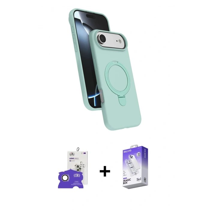 MARSİLYAN™- iPhone 17 Air Kılıf İz Işık Koleksiyonu - Siyah Bilvis 5in1 3D Magic Cam Ekran Koruyucu + Bilvis Titan Kamera Lens - GD