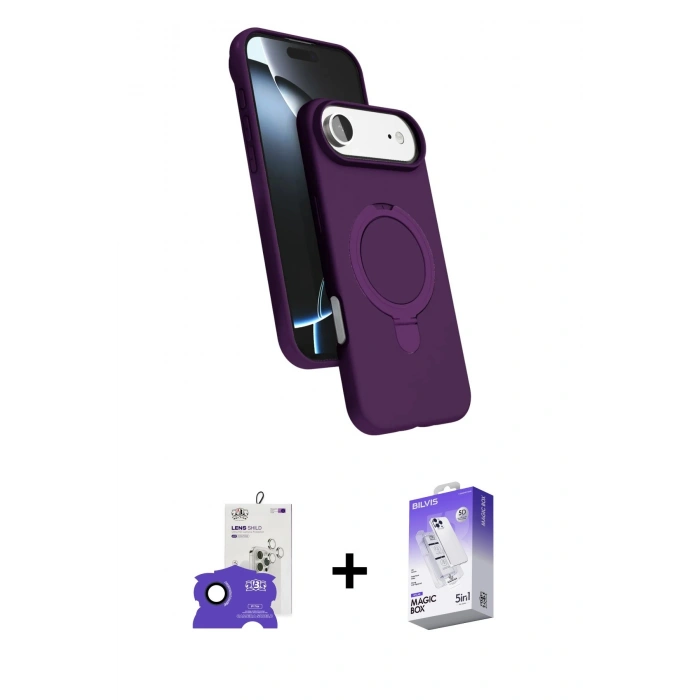 MARSİLYAN™- iPhone 17 Air Kılıf İz Işık Koleksiyonu - Siyah Bilvis 5in1 3D Magic Cam Ekran Koruyucu + Bilvis Titan Kamera Lens - LT