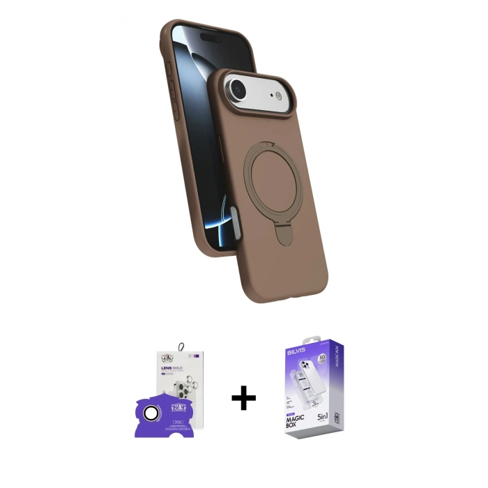 MARSİLYAN™- iPhone 17 Air Kılıf İz Işık Koleksiyonu - Siyah Bilvis 5in1 3D Magic Cam Ekran Koruyucu + Bilvis Titan Kamera Lens - GD