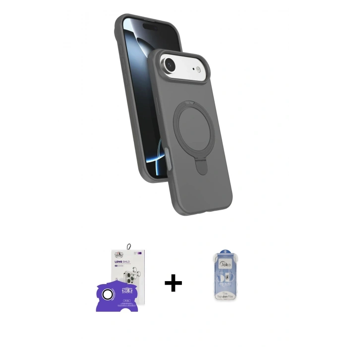 MARSİLYAN™- iPhone 17 Air Kılıf İz Işık Koleksiyonu - Siyah Joko Magic 5D Cam + Bilvis Titan Kamera Lens - GS