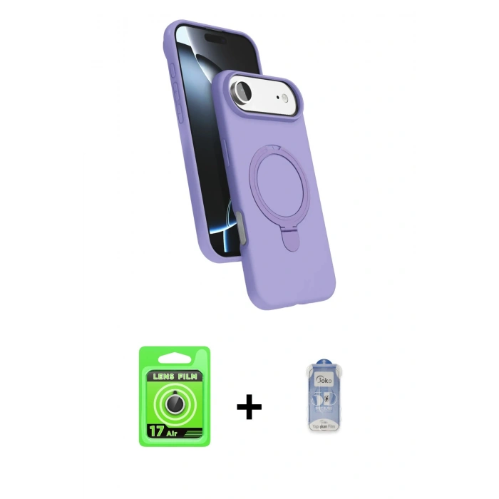 MARSİLYAN™- iPhone 17 Air Kılıf İz Işık Koleksiyonu - Siyah Joko Magic 5D Cam + Raze Metal Kamera Lens - GS