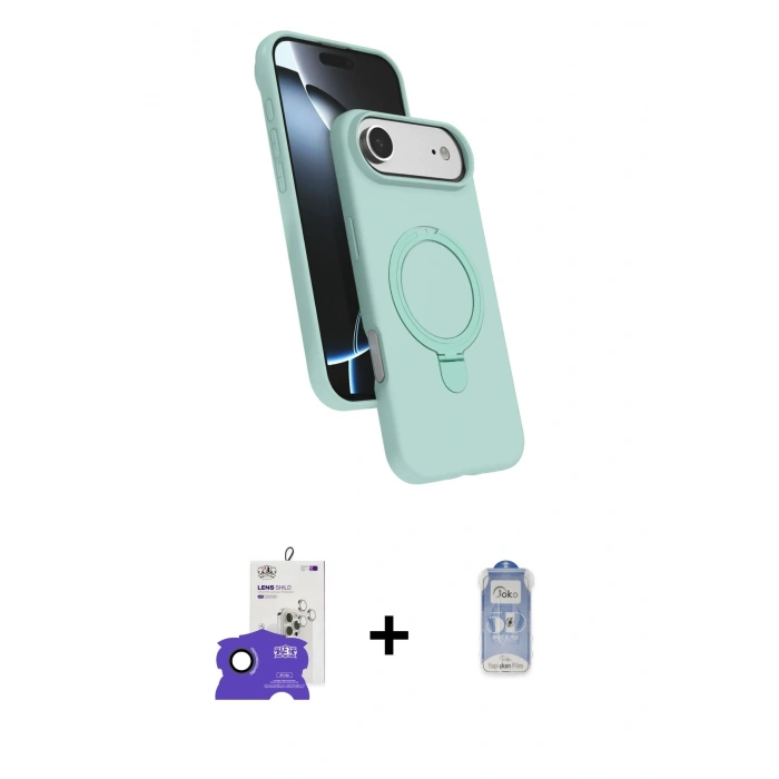 MARSİLYAN™- iPhone 17 Air Kılıf İz Işık Koleksiyonu - Siyah Joko Magic 5D Cam + Bilvis Titan Kamera Lens - SH