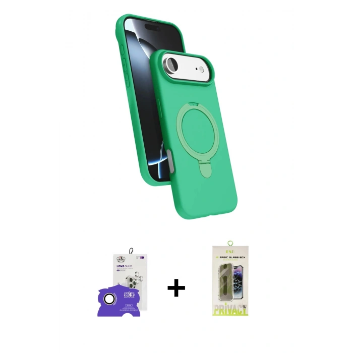 MARSİLYAN™- iPhone 17 Air Kılıf İz Işık Koleksiyonu - Siyah Joko Magic 5D Hayalet Cam + Bilvis Titan Kamera Lens - GD