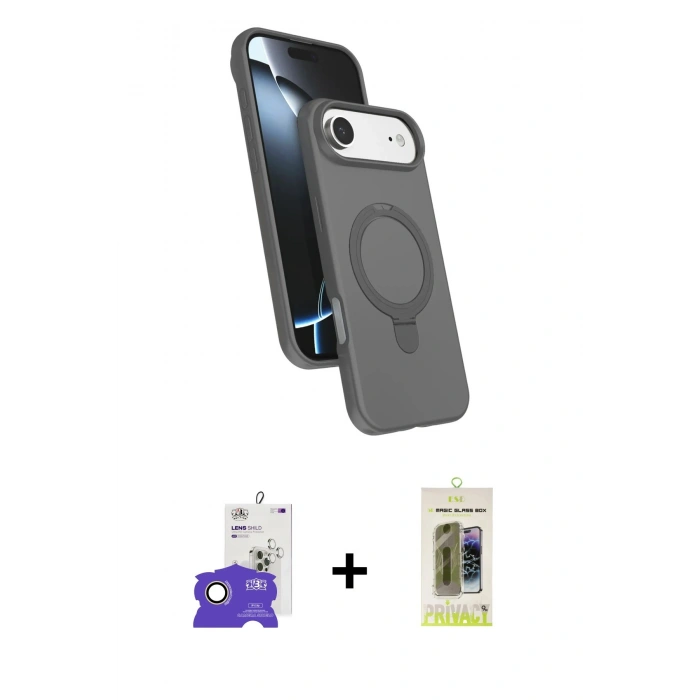 MARSİLYAN™- iPhone 17 Air Kılıf İz Işık Koleksiyonu - Siyah Joko Magic 5D Hayalet Cam + Bilvis Titan Kamera Lens - GD