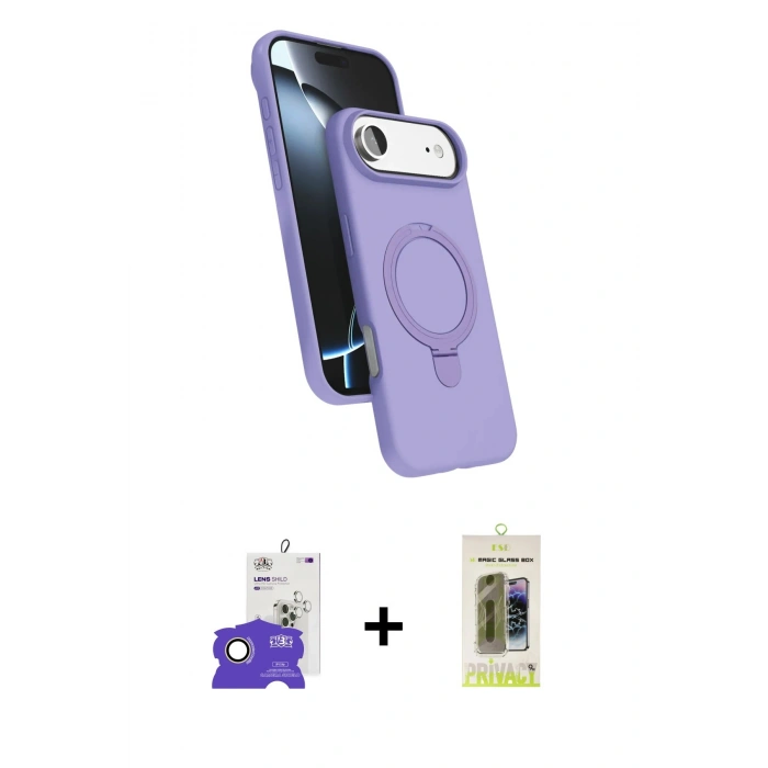 MARSİLYAN™- iPhone 17 Air Kılıf İz Işık Koleksiyonu - Siyah Joko Magic 5D Hayalet Cam + Bilvis Titan Kamera Lens - GD