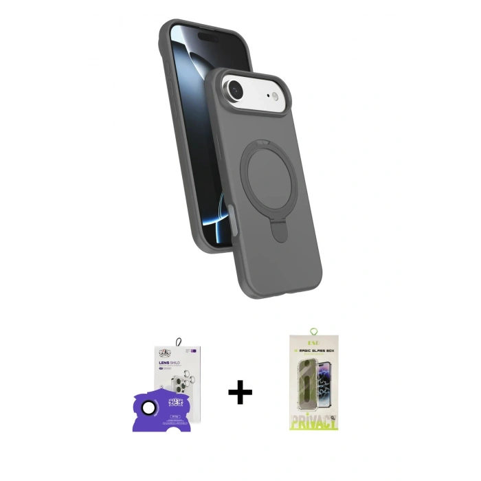 MARSİLYAN™- iPhone 17 Air Kılıf İz Işık Koleksiyonu - Siyah Joko Magic 5D Hayalet Cam + Bilvis Titan Kamera Lens - LT
