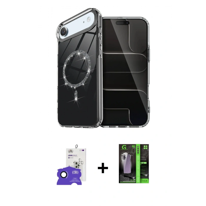MARSİLYAN™- iPhone 17 Air Kılıf Kıvılcım Form Prime - Şeffaf 360 Full Body Arka Koruyucu + Bilvis Titan Kamera Lens - LT