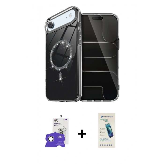 MARSİLYAN™- iPhone 17 Air Kılıf Kıvılcım Form Prime - Şeffaf Pasifik Cam Ekran Koruyucu + Bilvis Titan Kamera Lens - GD