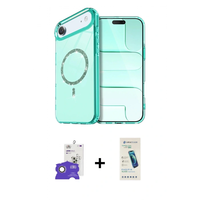 MARSİLYAN™- iPhone 17 Air Kılıf Kıvılcım Form Prime - Şeffaf Pasifik Cam Ekran Koruyucu + Bilvis Titan Kamera Lens - GD