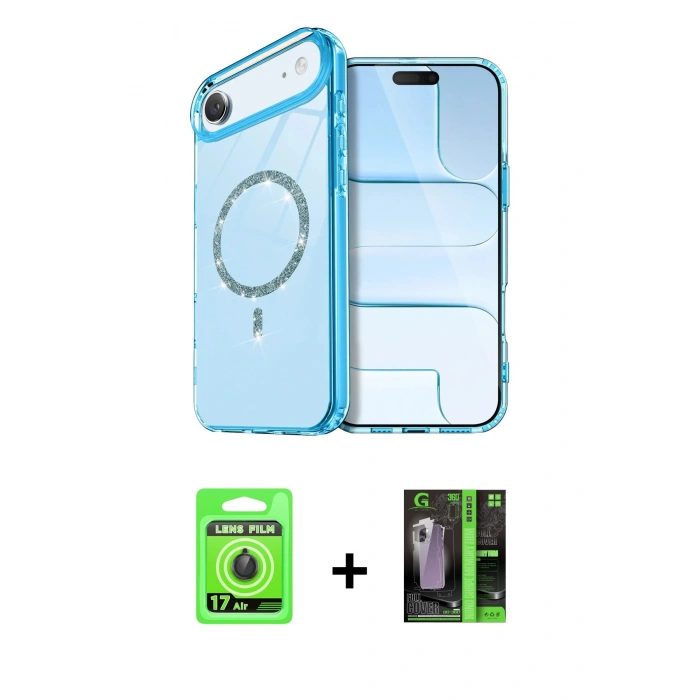 MARSİLYAN™- iPhone 17 Air Kılıf Kıvılcım Form Prime - Siyah 360 Mat Full Body Arka Koruyucu + Raze Metal Kamera Lens - SH