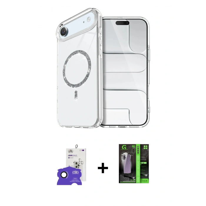 MARSİLYAN™- iPhone 17 Air Kılıf Kıvılcım Form Prime - Siyah 360 Mat Full Body Arka Koruyucu + Bilvis Titan Kamera Lens - SH