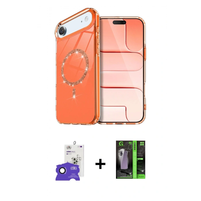 MARSİLYAN™- iPhone 17 Air Kılıf Kıvılcım Form Prime - Siyah 360 Mat Full Body Arka Koruyucu + Bilvis Titan Kamera Lens - SH