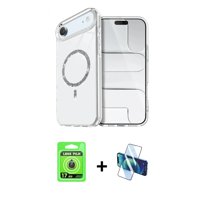 MARSİLYAN™- iPhone 17 Air Kılıf Kıvılcım Form Prime - Siyah 3D Antistatik Seramik Nano Ekran Koruyucu + Raze Metal Kamera Lens - GD