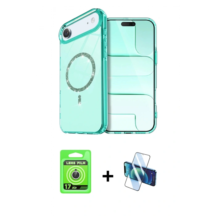 MARSİLYAN™- iPhone 17 Air Kılıf Kıvılcım Form Prime - Siyah 3D Antistatik Seramik Nano Ekran Koruyucu + Raze Metal Kamera Lens - GS