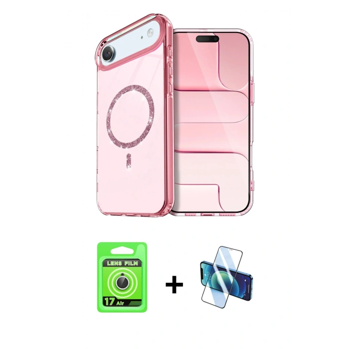 MARSİLYAN™- iPhone 17 Air Kılıf Kıvılcım Form Prime - Siyah 3D Antistatik Seramik Nano Ekran Koruyucu + Raze Metal Kamera Lens - GS