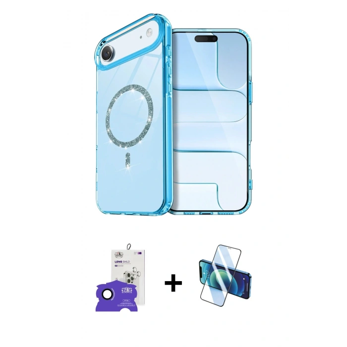 MARSİLYAN™- iPhone 17 Air Kılıf Kıvılcım Form Prime - Siyah 3D Antistatik Seramik Nano Ekran Koruyucu + Bilvis Titan Kamera Lens - LT