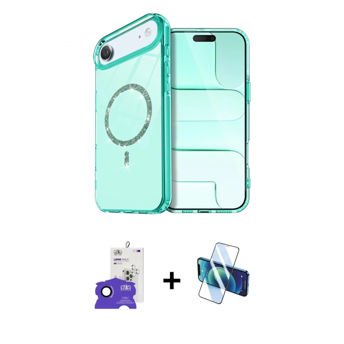 MARSİLYAN™- iPhone 17 Air Kılıf Kıvılcım Form Prime - Siyah 3D Antistatik Seramik Nano Ekran Koruyucu + Bilvis Titan Kamera Lens - LT
