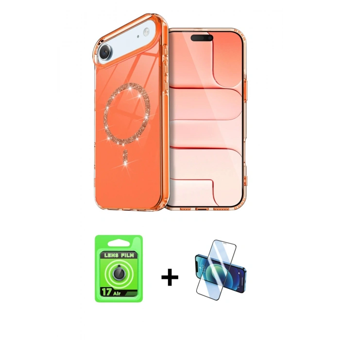 MARSİLYAN™- iPhone 17 Air Kılıf Kıvılcım Form Prime - Siyah 3D Antistatik Seramik Nano Ekran Koruyucu + Raze Metal Kamera Lens - MI
