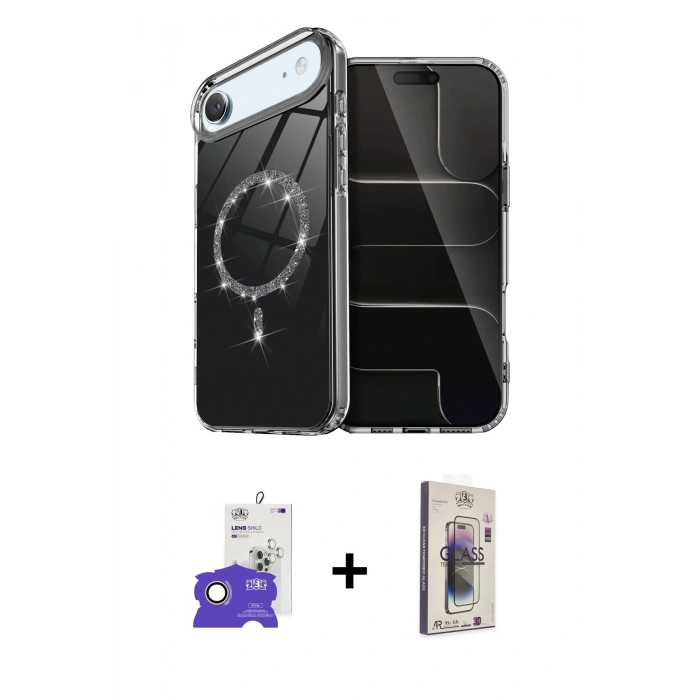 MARSİLYAN™- iPhone 17 Air Kılıf Kıvılcım Form Prime - Siyah Bilvis 3D Cam Ekran Koruyucu + Bilvis Titan Kamera Lens - GD