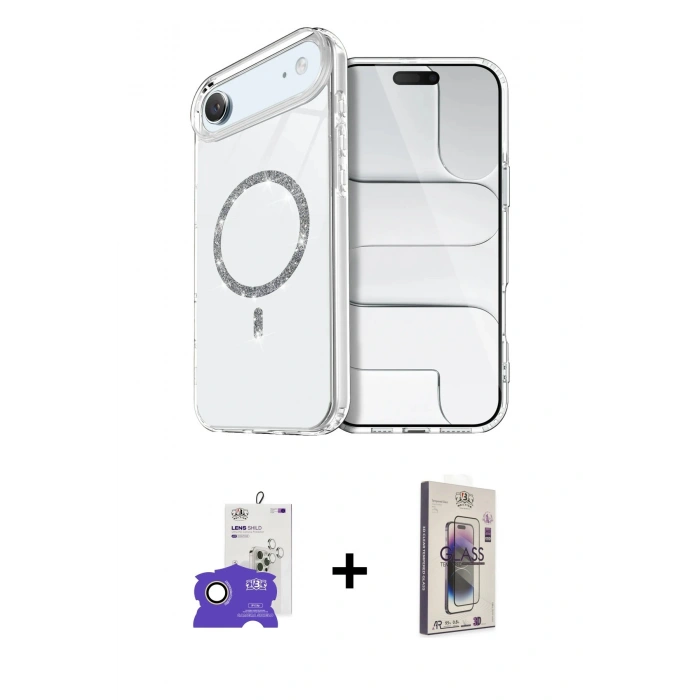MARSİLYAN™- iPhone 17 Air Kılıf Kıvılcım Form Prime - Siyah Bilvis 3D Cam Ekran Koruyucu + Bilvis Titan Kamera Lens - GD
