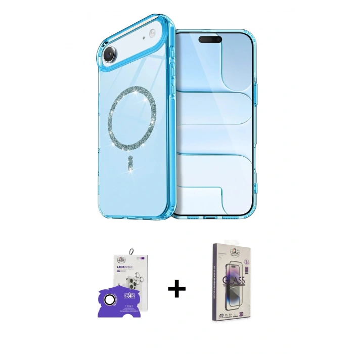 MARSİLYAN™- iPhone 17 Air Kılıf Kıvılcım Form Prime - Siyah Bilvis 3D Cam Ekran Koruyucu + Bilvis Titan Kamera Lens - GD