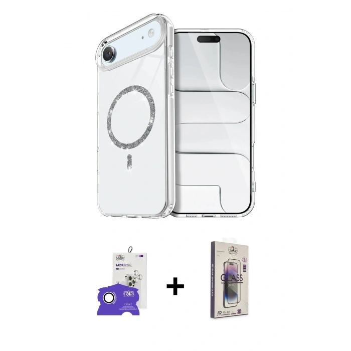 MARSİLYAN™- iPhone 17 Air Kılıf Kıvılcım Form Prime - Siyah Bilvis 3D Cam Ekran Koruyucu + Bilvis Titan Kamera Lens - GS