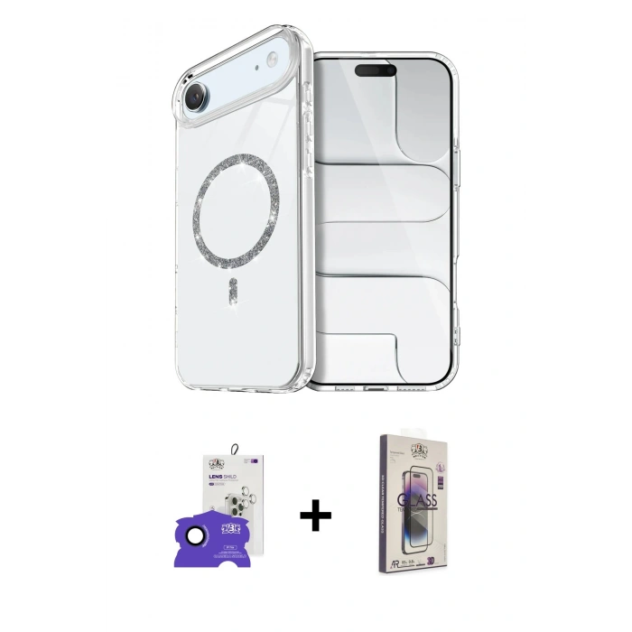 MARSİLYAN™- iPhone 17 Air Kılıf Kıvılcım Form Prime - Siyah Bilvis 3D Cam Ekran Koruyucu + Bilvis Titan Kamera Lens - LT