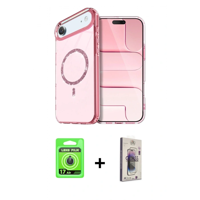 MARSİLYAN™- iPhone 17 Air Kılıf Kıvılcım Form Prime - Siyah Bilvis 3D Cam Ekran Koruyucu + Raze Metal Kamera Lens - MI