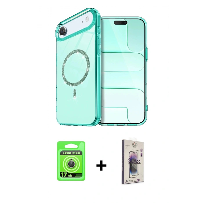MARSİLYAN™- iPhone 17 Air Kılıf Kıvılcım Form Prime - Siyah Bilvis 3D Cam Ekran Koruyucu + Raze Metal Kamera Lens - GD