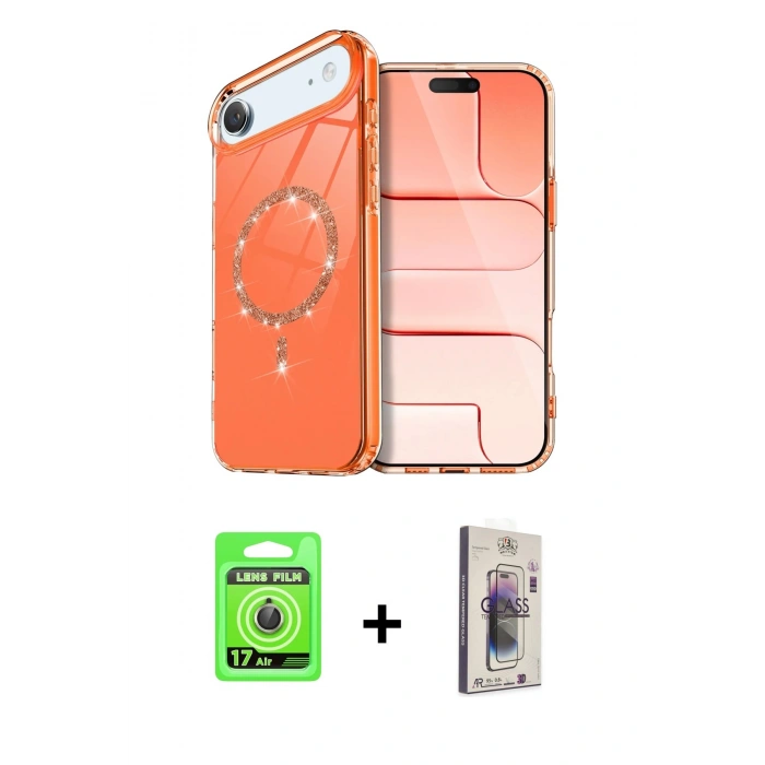 MARSİLYAN™- iPhone 17 Air Kılıf Kıvılcım Form Prime - Siyah Bilvis 3D Cam Ekran Koruyucu + Raze Metal Kamera Lens - GD
