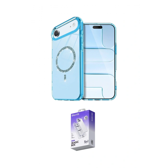 MARSİLYAN™- iPhone 17 Air Kılıf Kıvılcım Form Prime - Siyah Bilvis 5in1 3D Magic Cam Ekran Koruyucu