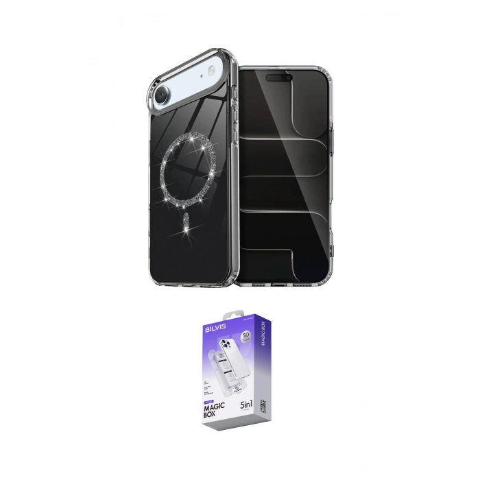 MARSİLYAN™- iPhone 17 Air Kılıf Kıvılcım Form Prime - Siyah Bilvis 5in1 3D Magic Cam Ekran Koruyucu