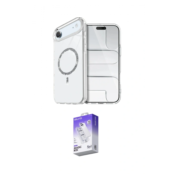 MARSİLYAN™- iPhone 17 Air Kılıf Kıvılcım Form Prime - Siyah Bilvis 5in1 3D Magic Cam Ekran Koruyucu