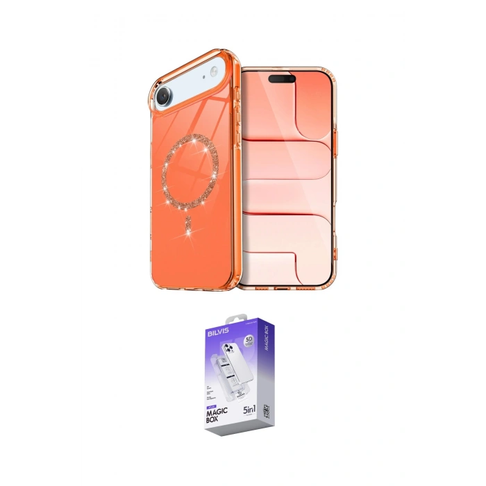MARSİLYAN™- iPhone 17 Air Kılıf Kıvılcım Form Prime - Siyah Bilvis 5in1 3D Magic Cam Ekran Koruyucu