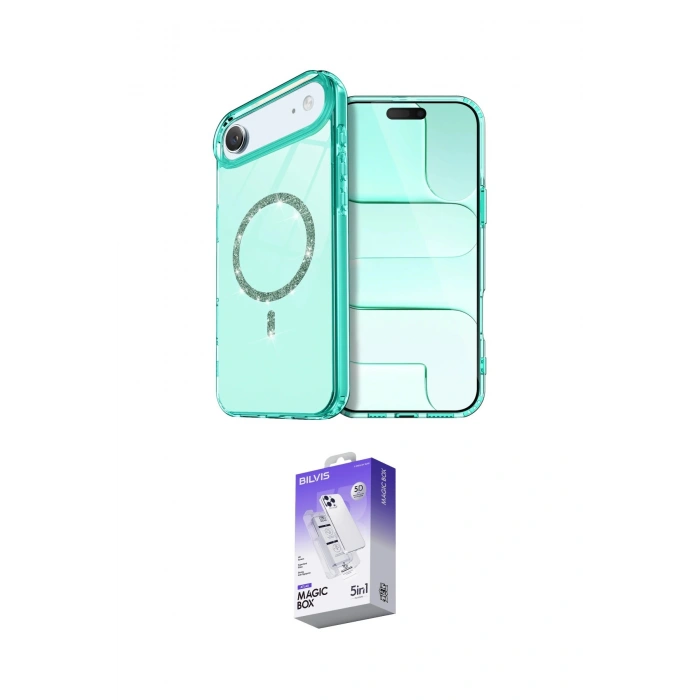 MARSİLYAN™- iPhone 17 Air Kılıf Kıvılcım Form Prime - Siyah Bilvis 5in1 3D Magic Cam Ekran Koruyucu
