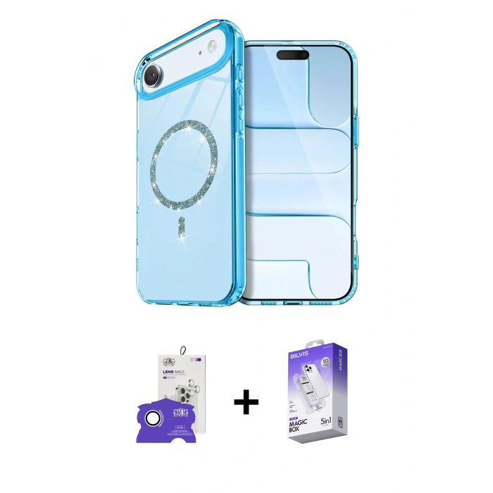 MARSİLYAN™- iPhone 17 Air Kılıf Kıvılcım Form Prime - Siyah Bilvis 5in1 3D Magic Cam Ekran Koruyucu + Gümüş Bilvis Titan Kamera Lens