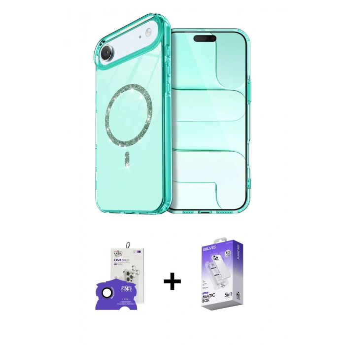 MARSİLYAN™- iPhone 17 Air Kılıf Kıvılcım Form Prime - Siyah Bilvis 5in1 3D Magic Cam Ekran Koruyucu + Bilvis Titan Kamera Lens - SH