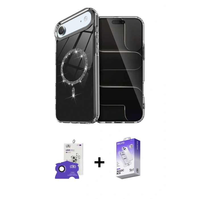 MARSİLYAN™- iPhone 17 Air Kılıf Kıvılcım Form Prime - Siyah Bilvis 5in1 3D Magic Cam Ekran Koruyucu + Bilvis Titan Kamera Lens - SH