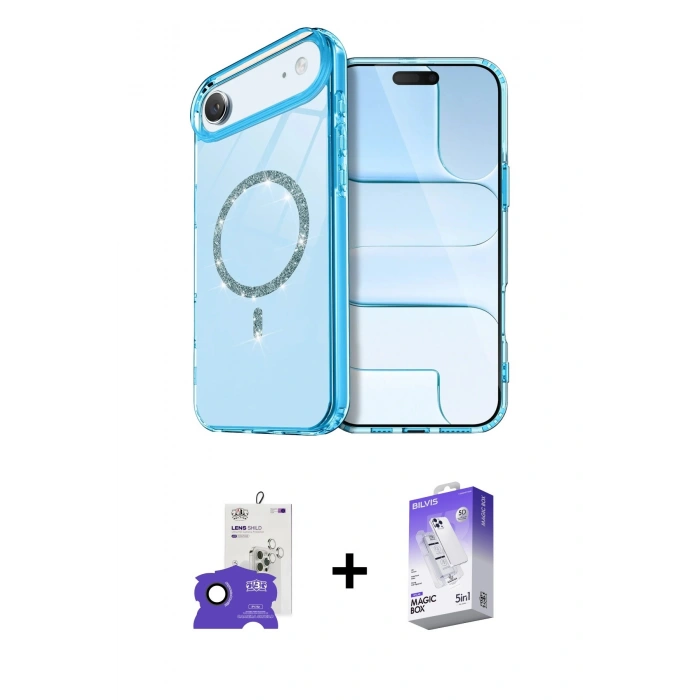 MARSİLYAN™- iPhone 17 Air Kılıf Kıvılcım Form Prime - Siyah Bilvis 5in1 3D Magic Cam Ekran Koruyucu + Bilvis Titan Kamera Lens - SH