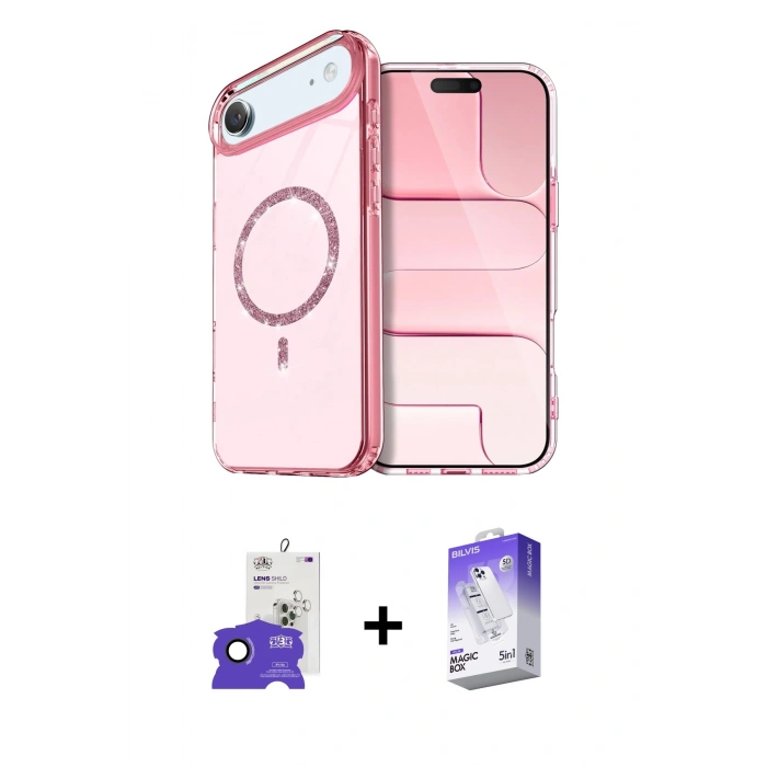 MARSİLYAN™- iPhone 17 Air Kılıf Kıvılcım Form Prime - Siyah Bilvis 5in1 3D Magic Cam Ekran Koruyucu + Bilvis Titan Kamera Lens - SH