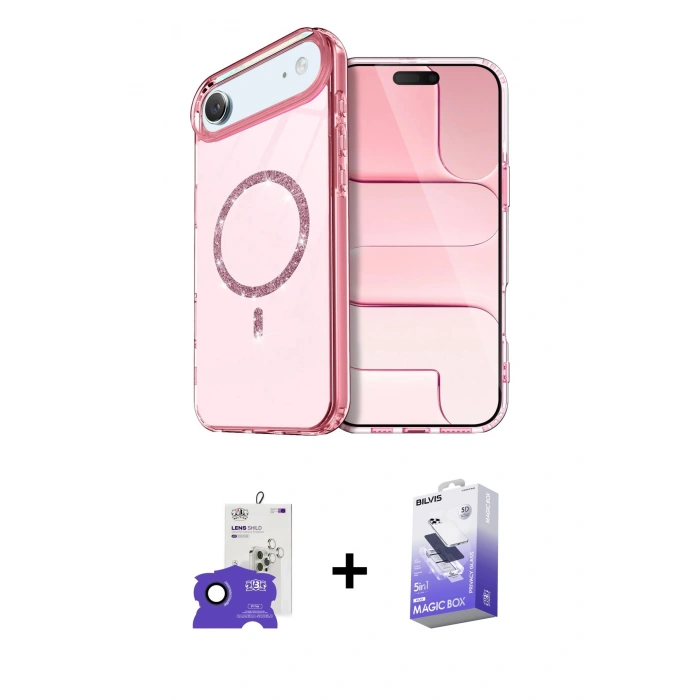 MARSİLYAN™- iPhone 17 Air Kılıf Kıvılcım Form Prime - Siyah Bilvis 5in1 5D Magic Hayalet Cam Ekran Koruyucu + Lacivert Bilvis Titan Kamera Lens