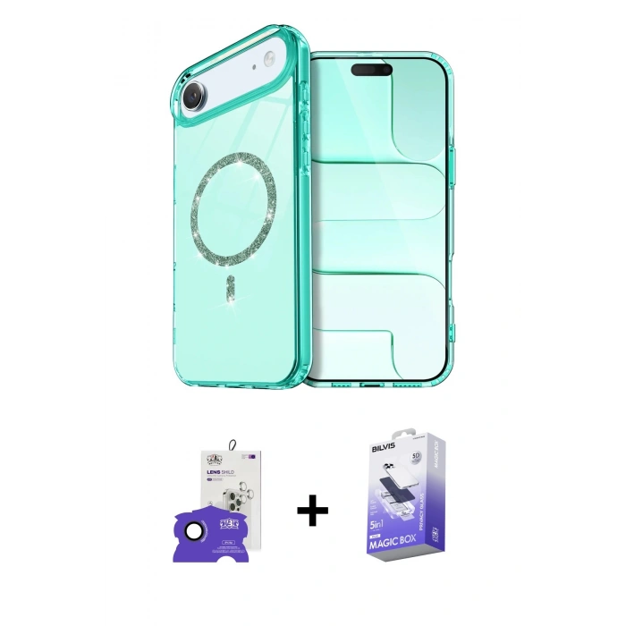 MARSİLYAN™- iPhone 17 Air Kılıf Kıvılcım Form Prime - Siyah Bilvis 5in1 5D Magic Hayalet Cam Ekran Koruyucu + Bilvis Titan Kamera Lens - SH