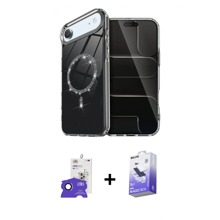 MARSİLYAN™- iPhone 17 Air Kılıf Kıvılcım Form Prime - Siyah Bilvis 5in1 5D Magic Hayalet Cam Ekran Koruyucu + Bilvis Titan Kamera Lens - SH