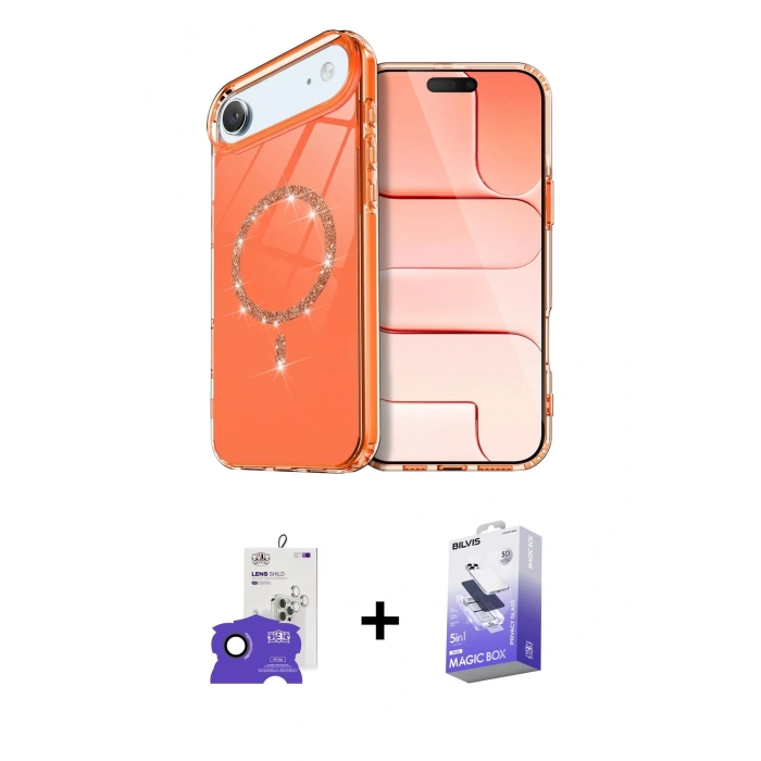 MARSİLYAN™- iPhone 17 Air Kılıf Kıvılcım Form Prime - Siyah Bilvis 5in1 5D Magic Hayalet Cam Ekran Koruyucu + Bilvis Titan Kamera Lens - SH