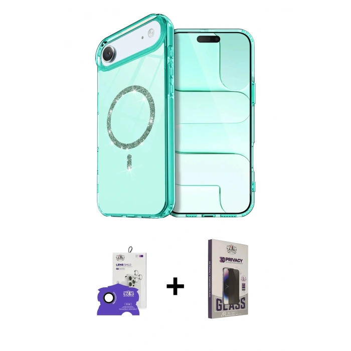 MARSİLYAN™- iPhone 17 Air Kılıf Kıvılcım Form Prime - Siyah Bilvis Hayalet Cam Ekran Koruyucu + Bilvis Titan Kamera Lens - SH