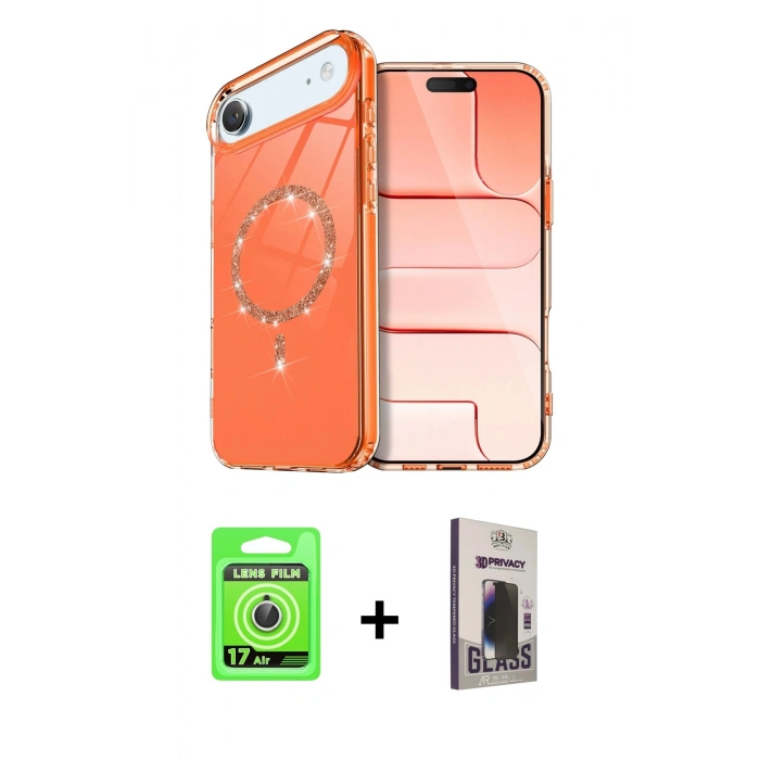 MARSİLYAN™- iPhone 17 Air Kılıf Kıvılcım Form Prime - Siyah Bilvis Hayalet Cam Ekran Koruyucu + Raze Metal Kamera Lens - GS